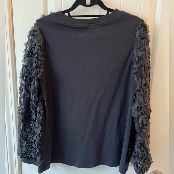 💕 Joh Apparel Raquel Top with Lace Flower Swirls Black Cotton Size S - Picture 5 of 10